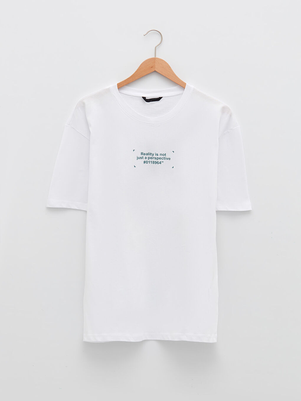 Beyaz Bisiklet Yaka Kısa Kollu Baskılı Penye Erkek Tişört-5