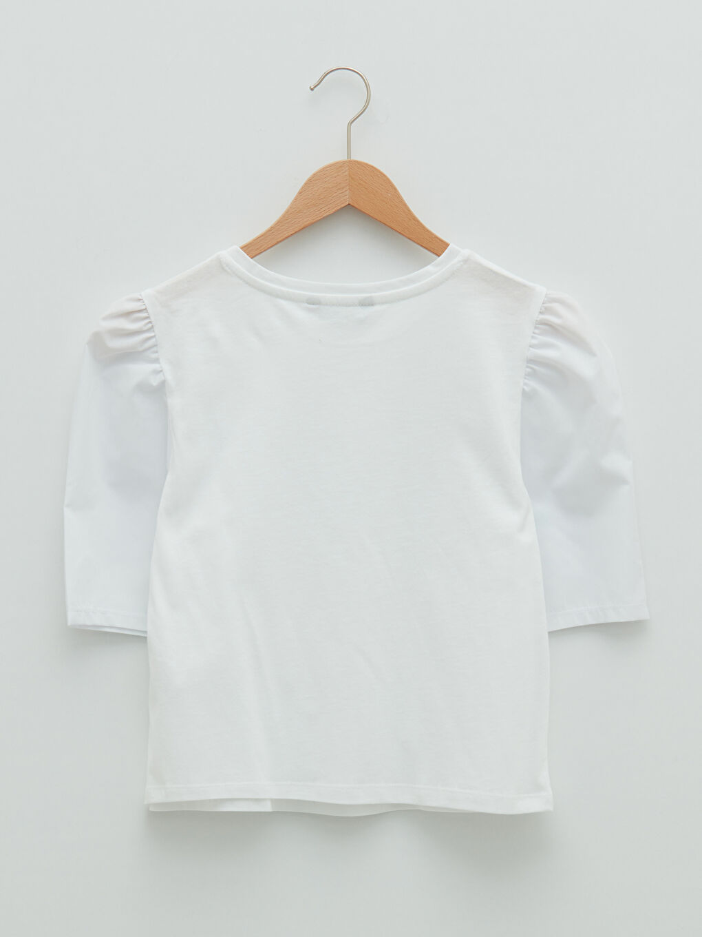 მრგვალი საყელო უბრალო მოკლე სახელო ქალებისთვის მაისური-6