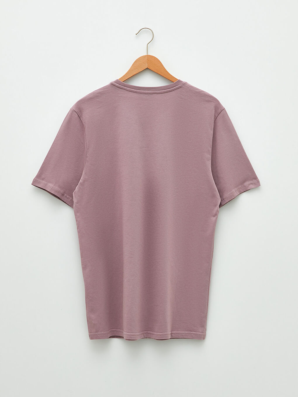 Lila Bisiklet Yaka Kısa Kollu Baskılı Penye Erkek Tişört-6