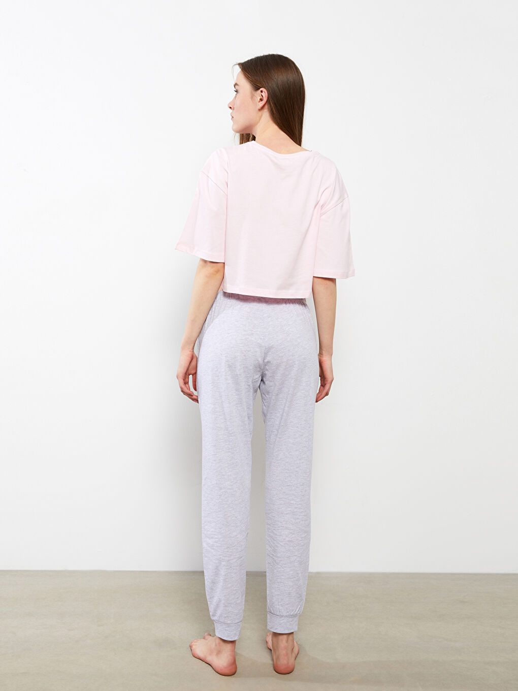 Crew Neck Printed Short Sleeve Women's Pajama Set -S2HO01Z8-CT3