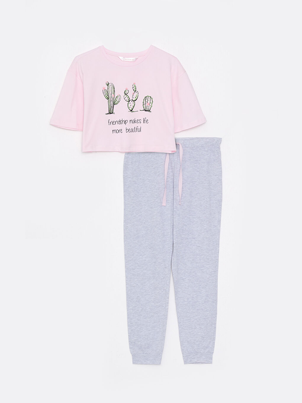 Crew Neck Printed Short Sleeve Women's Pajama Set -S2HO01Z8-CT3