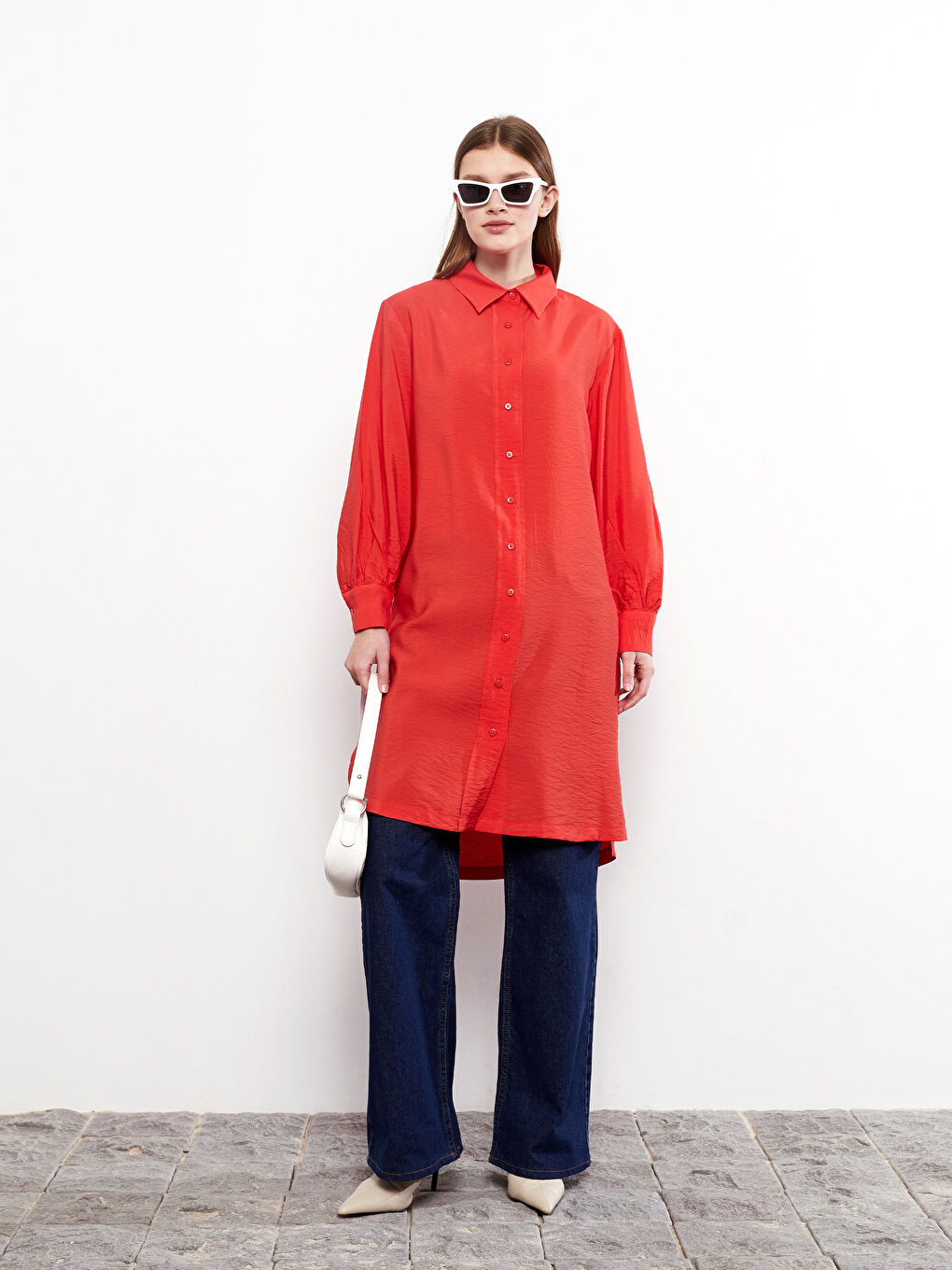 Plain Long Sleeve Women's Shirt Tunic