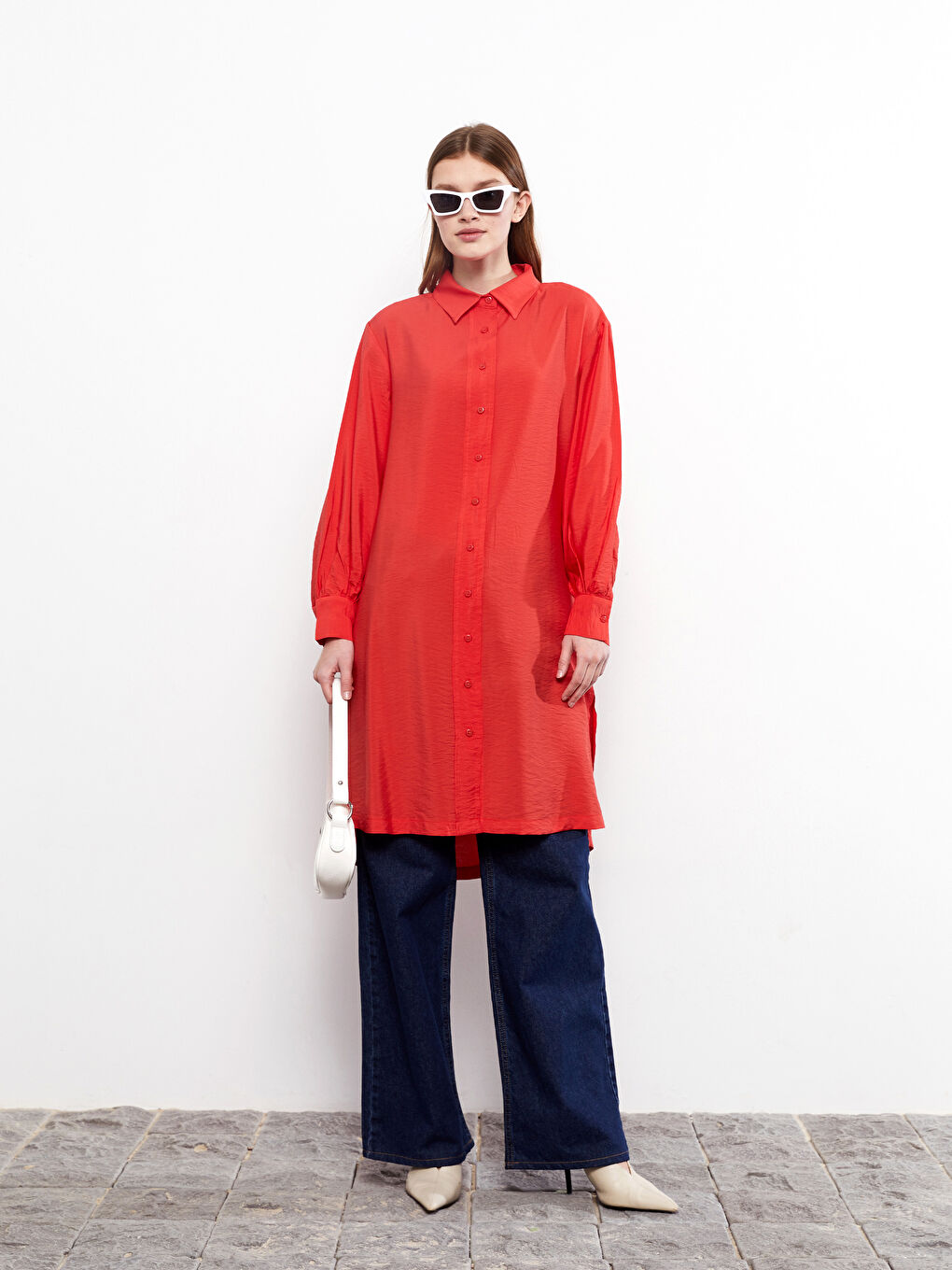 Plain Long Sleeve Women's Shirt Tunic-1