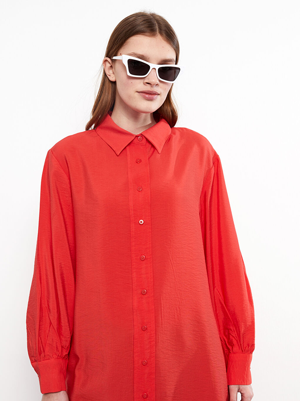 Plain Long Sleeve Women's Shirt Tunic-2