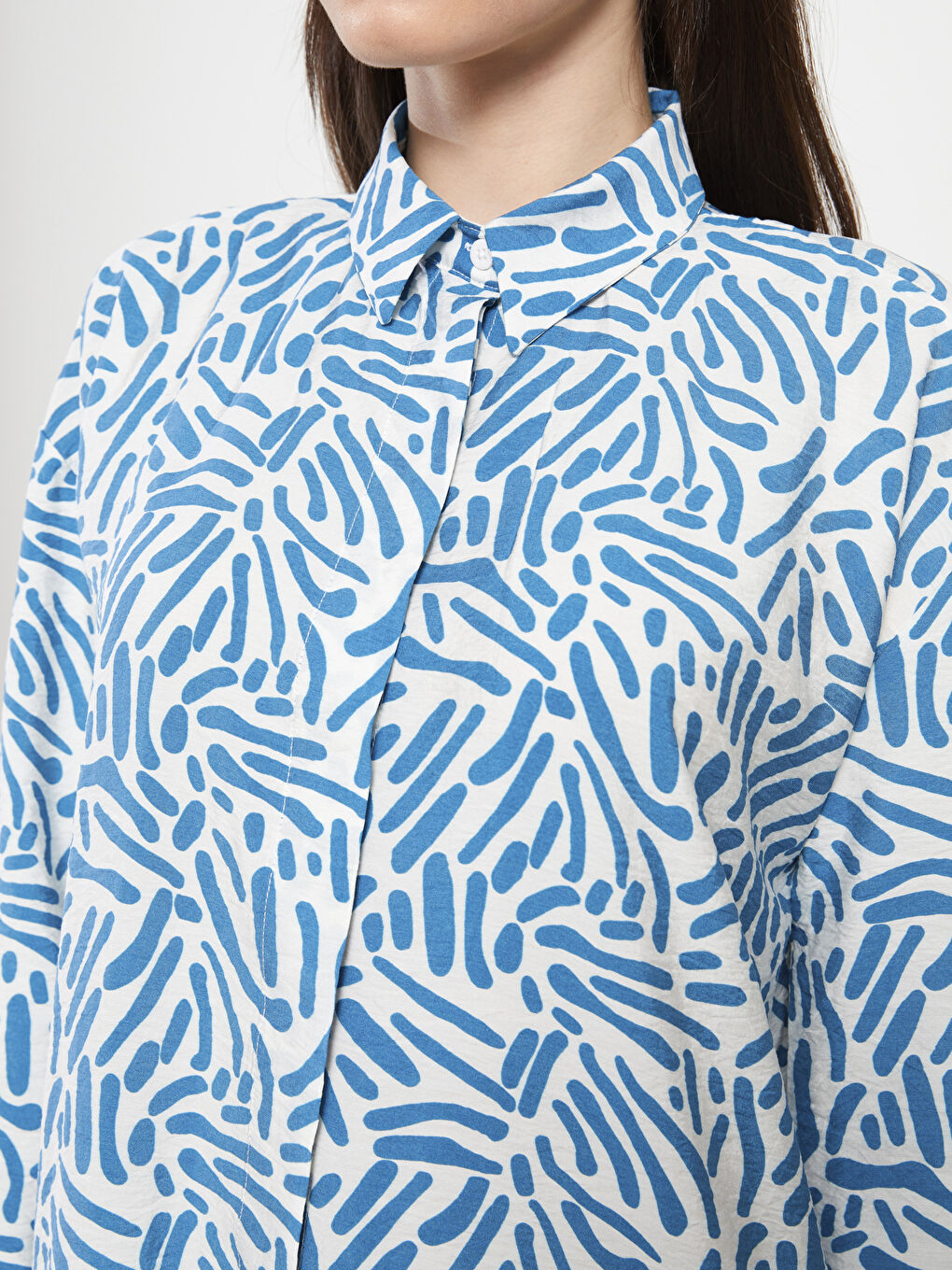 Әйелдерге арналған өрнекті поплин жейде туника-3