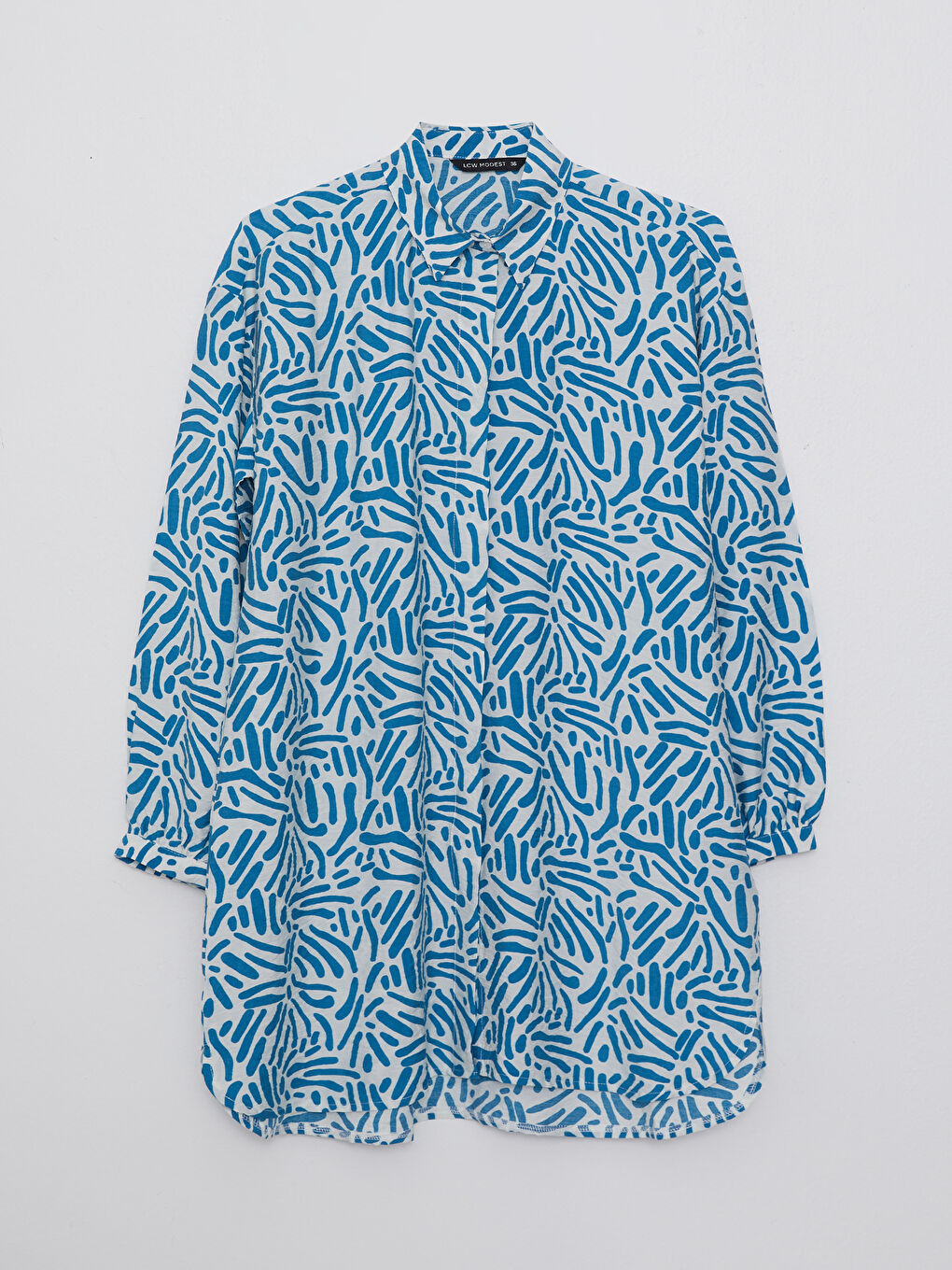 Әйелдерге арналған өрнекті поплин жейде туника-5