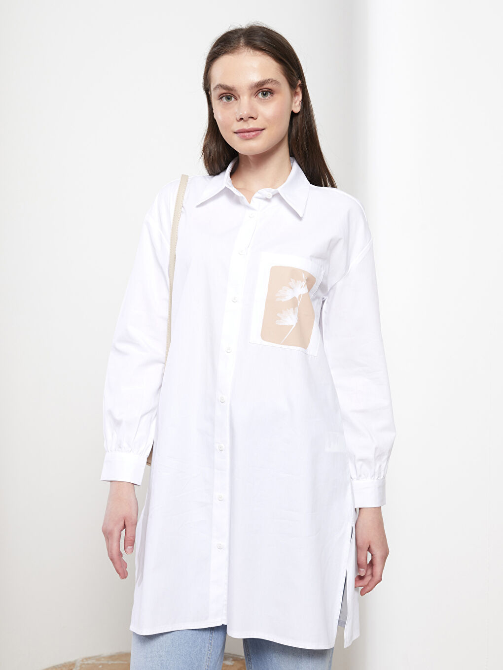 Printed Poplin Women's Shirt Tunic-1