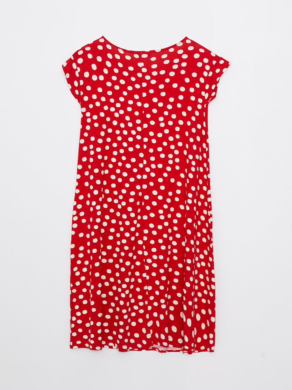Robe pour Femmes à Pois Col Rond Manches Courtes Coupe A-6