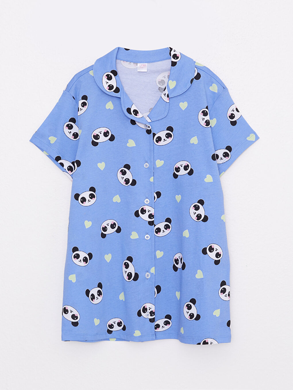 Shirt Collar Patterned Short Sleeve Girls' Shorts Pajamas Set -S2HO64Z4-LSB