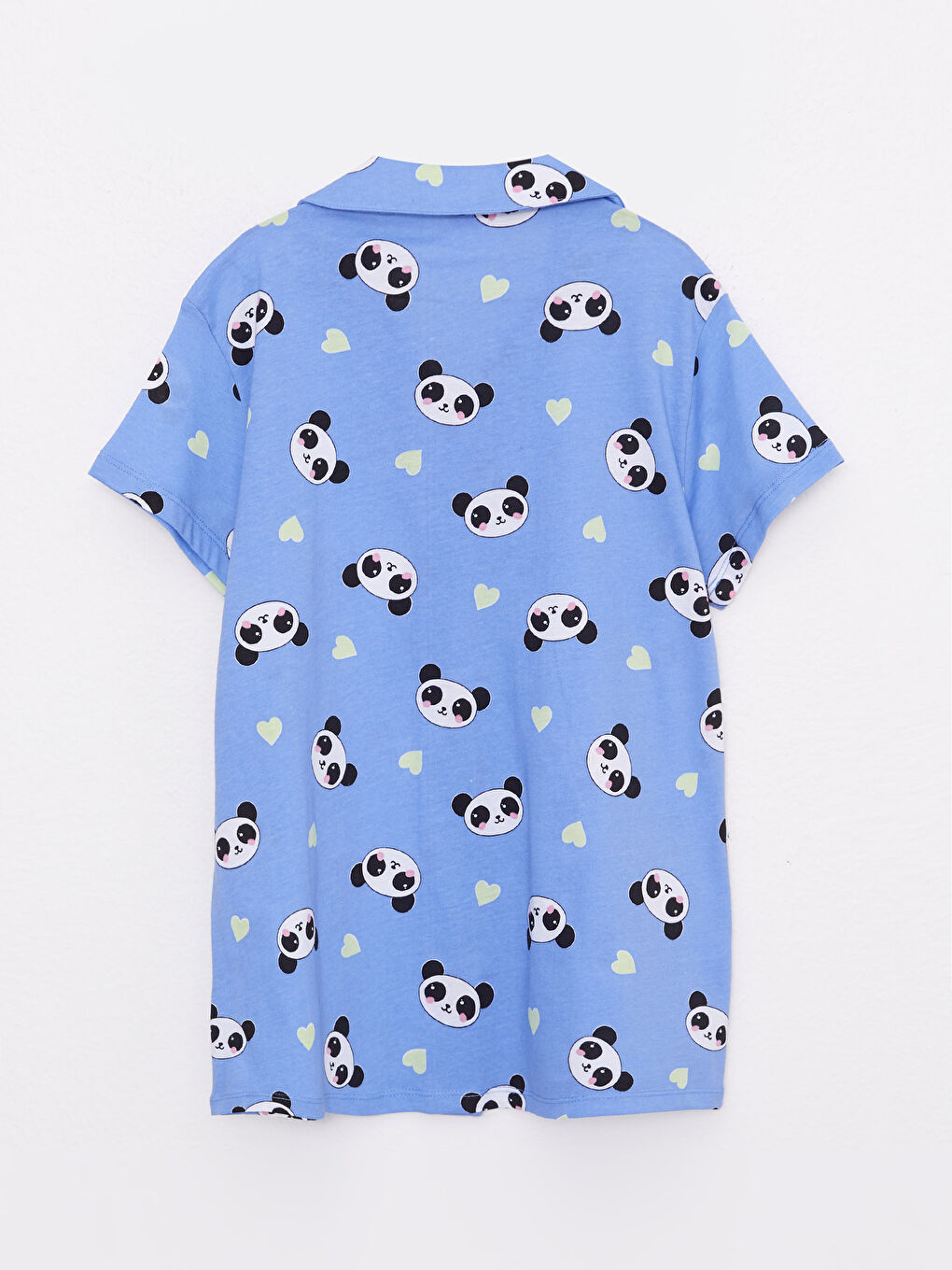 Shirt Collar Patterned Short Sleeve Girls' Shorts Pajamas Set -S2HO64Z4-LSB