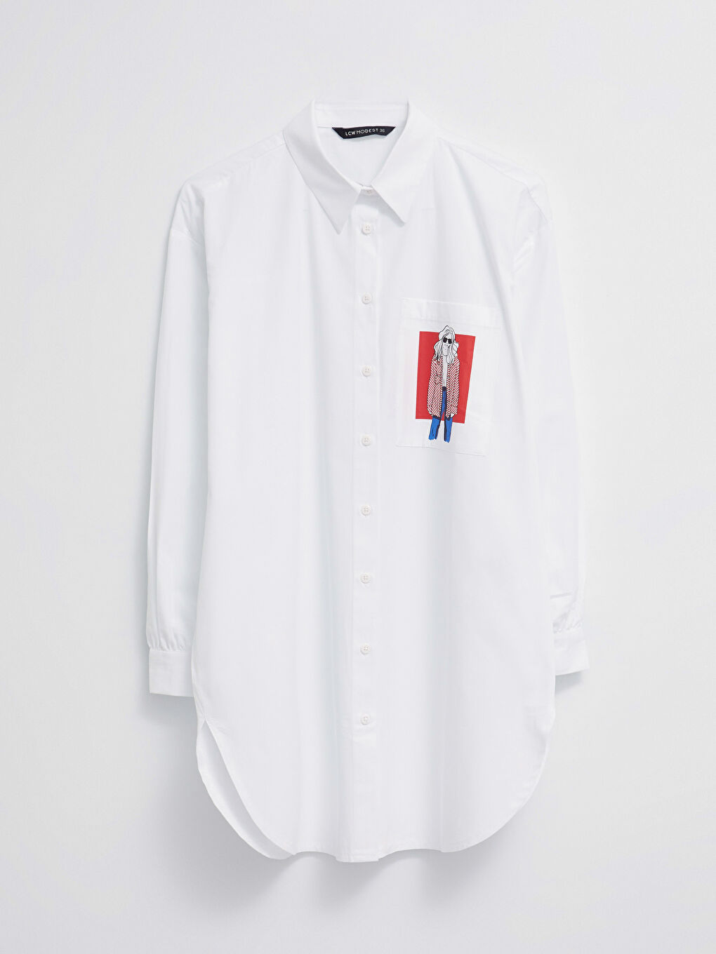 Ekru Baskılı Poplin Kadın Gömlek Tunik-5