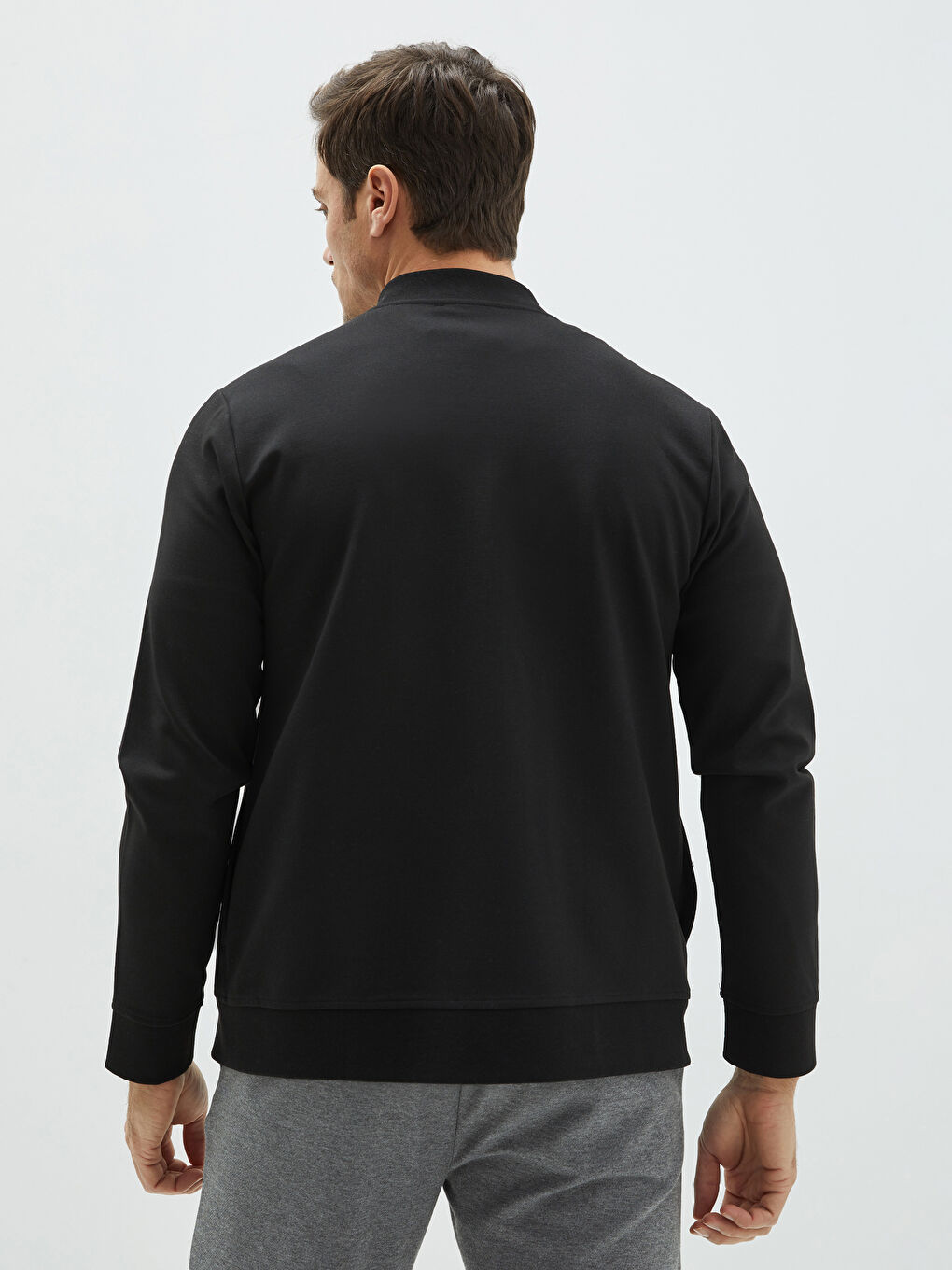 Siyah Standart Kalıp Kolej Yaka Erkek Hırka-4