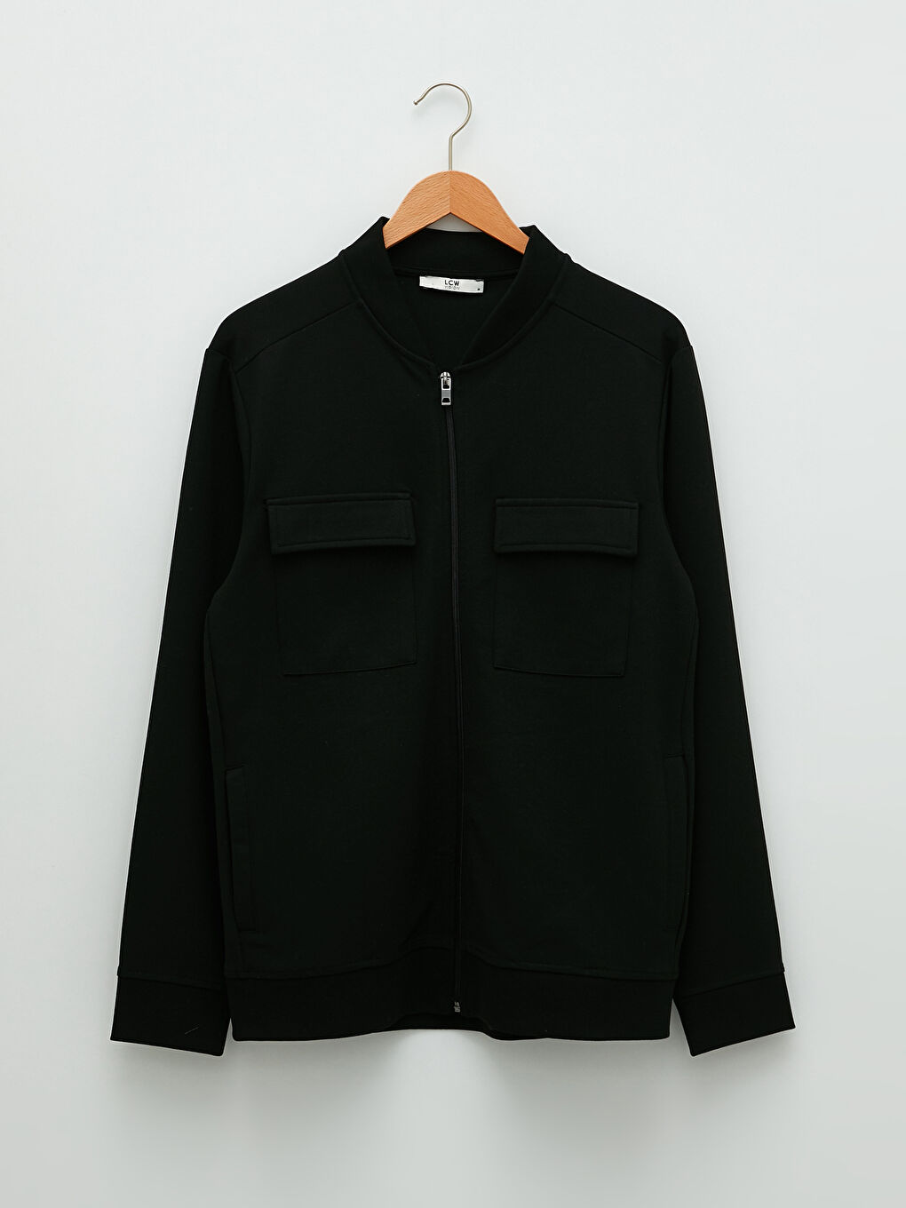 Siyah Standart Kalıp Kolej Yaka Erkek Hırka-5