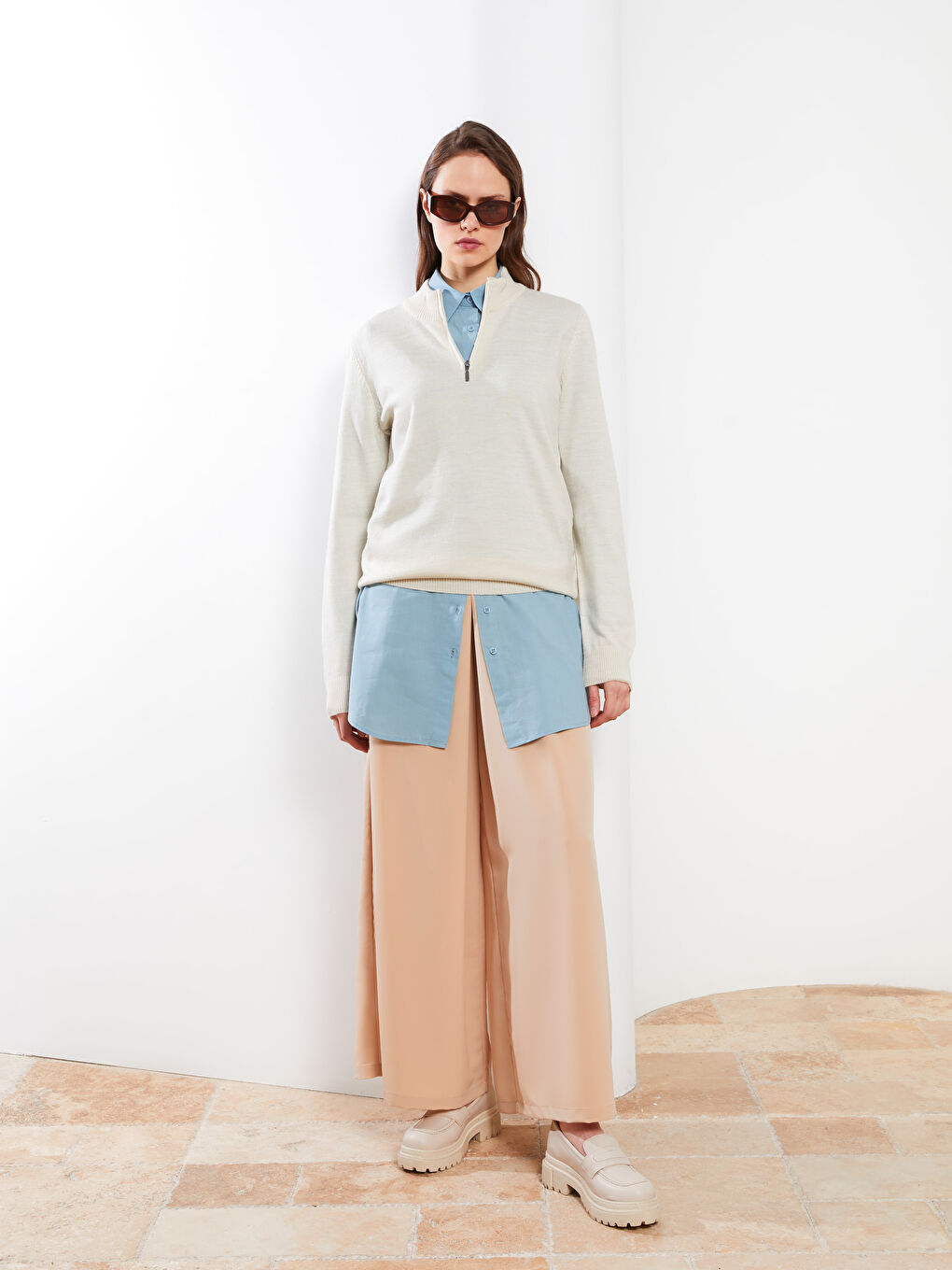 Zippered Waist Straight A-Line Women's Trousers Skirt -S2HO81Z8-S23