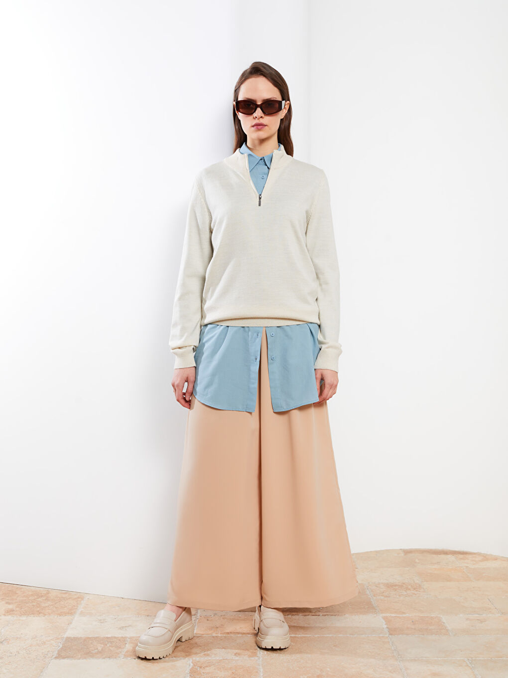 Zippered Waist Straight A-Line Women's Trousers Skirt -S2HO81Z8-S23