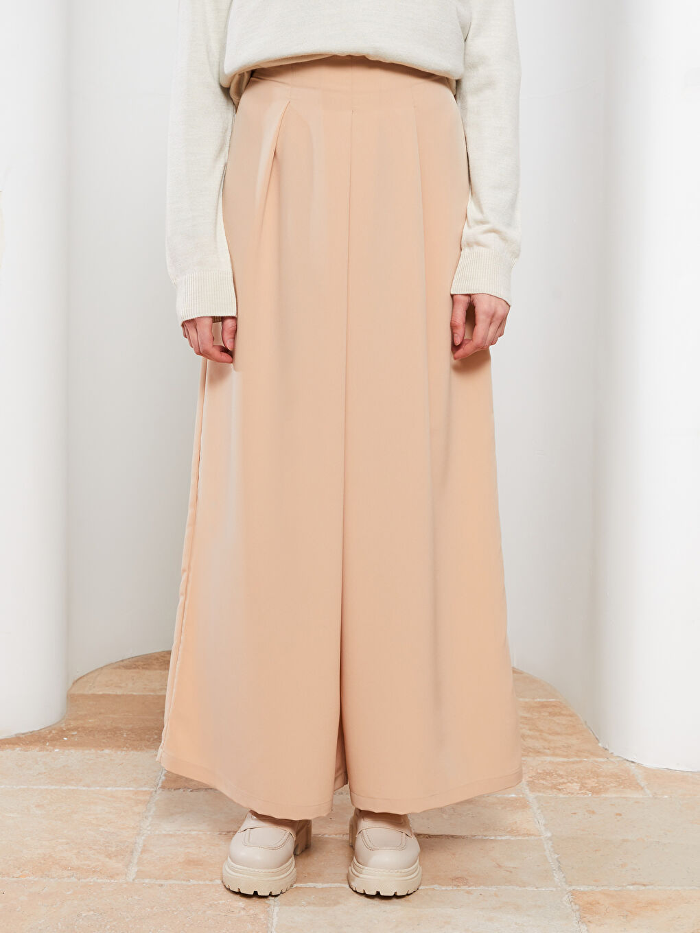 Zippered Waist Straight A-Line Women's Trousers Skirt -S2HO81Z8-S23