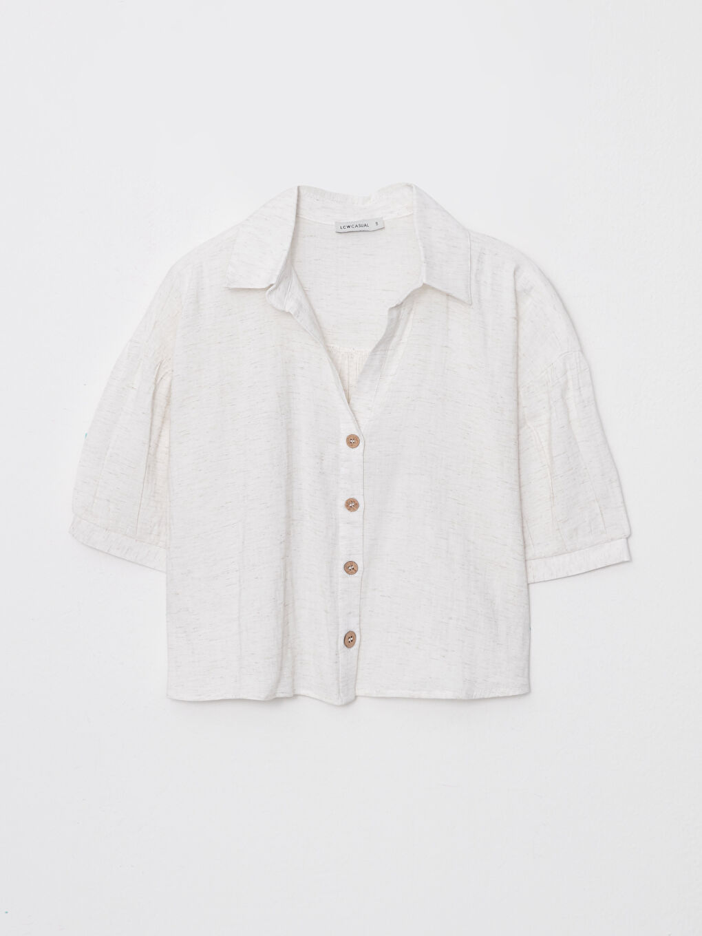 Cămașă pentru Femei cu Închidere Frontală cu Nasturi, Croială Dreaptă, Mânecă Scurtă-6