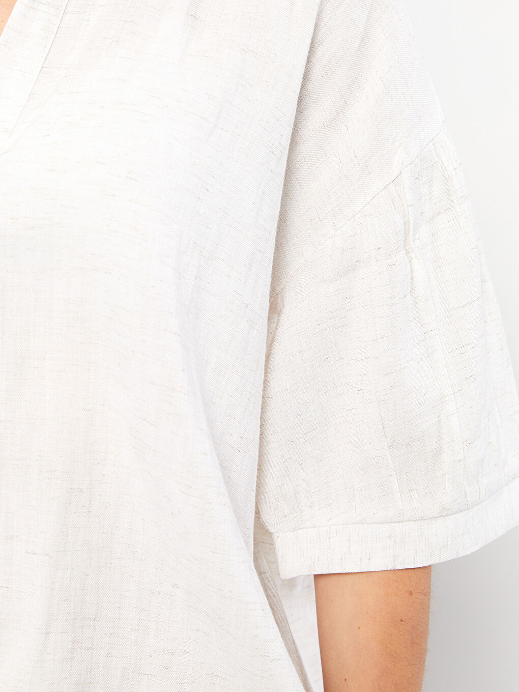 Cămașă pentru Femei cu Închidere Frontală cu Nasturi, Croială Dreaptă, Mânecă Scurtă-4