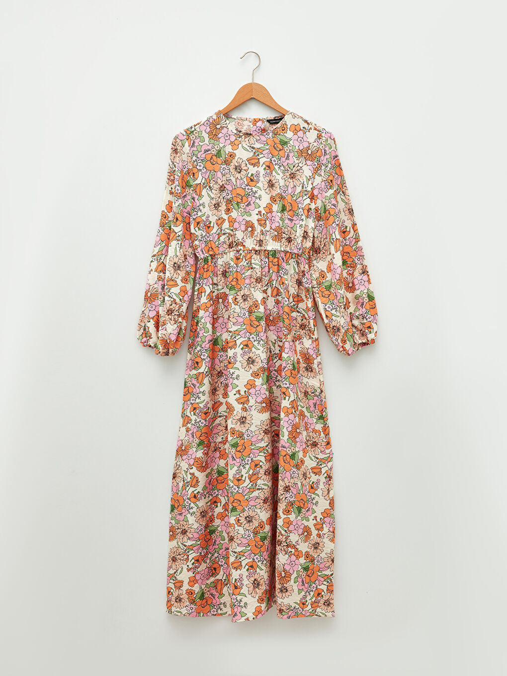 Crew Neck Floral Long Sleeve Women's Dress-5