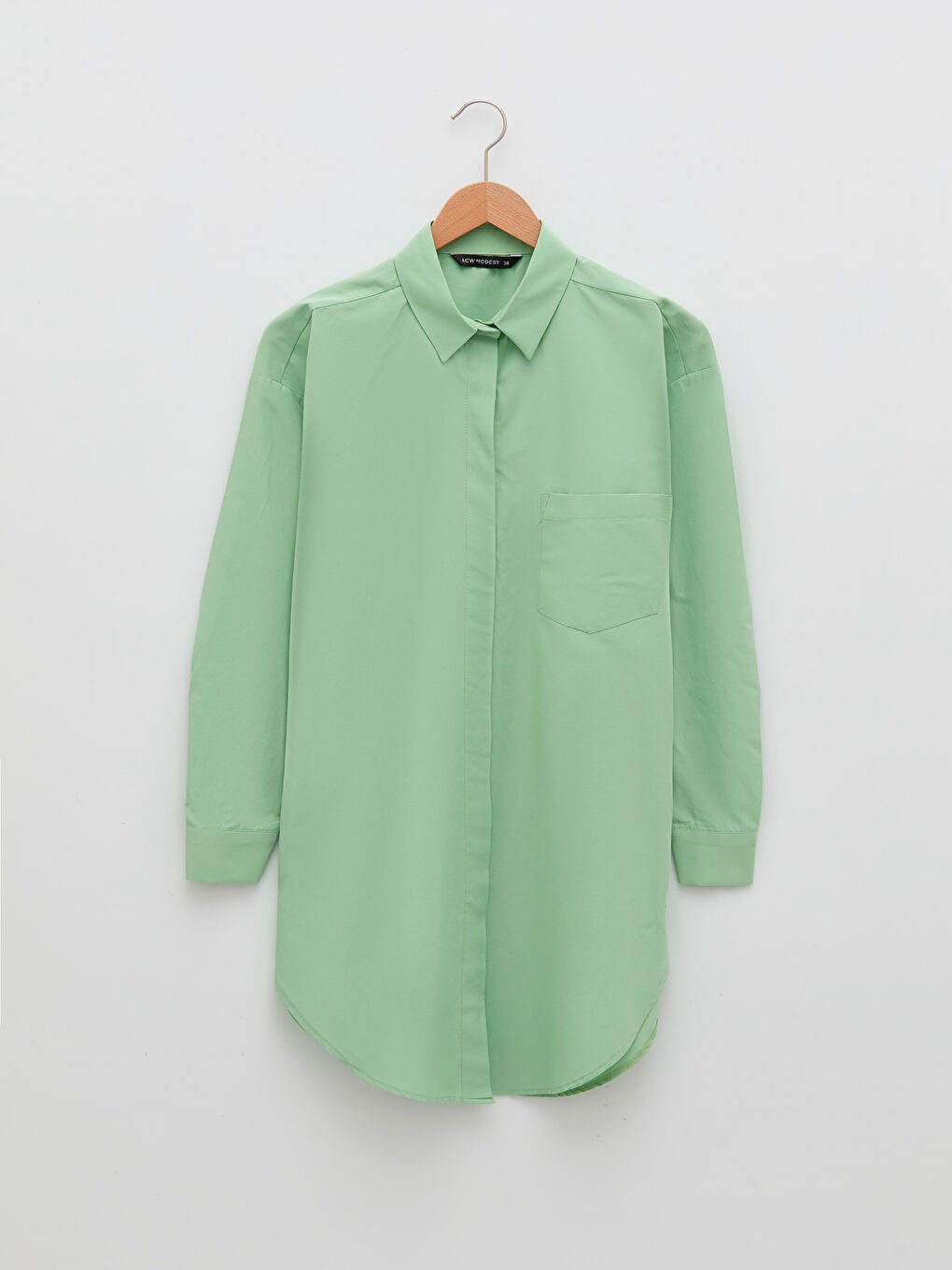Plain Long Sleeve Oversize Poplin Women's Shirt Tunic-5