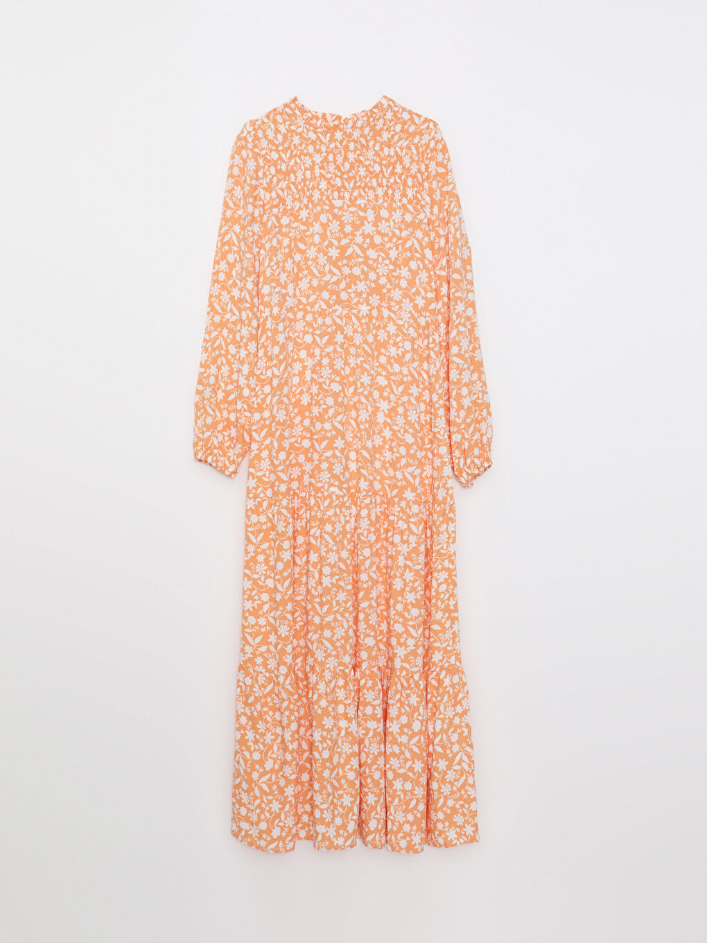 Crew Neck Floral Long Sleeve Viscose Women's Dress-5