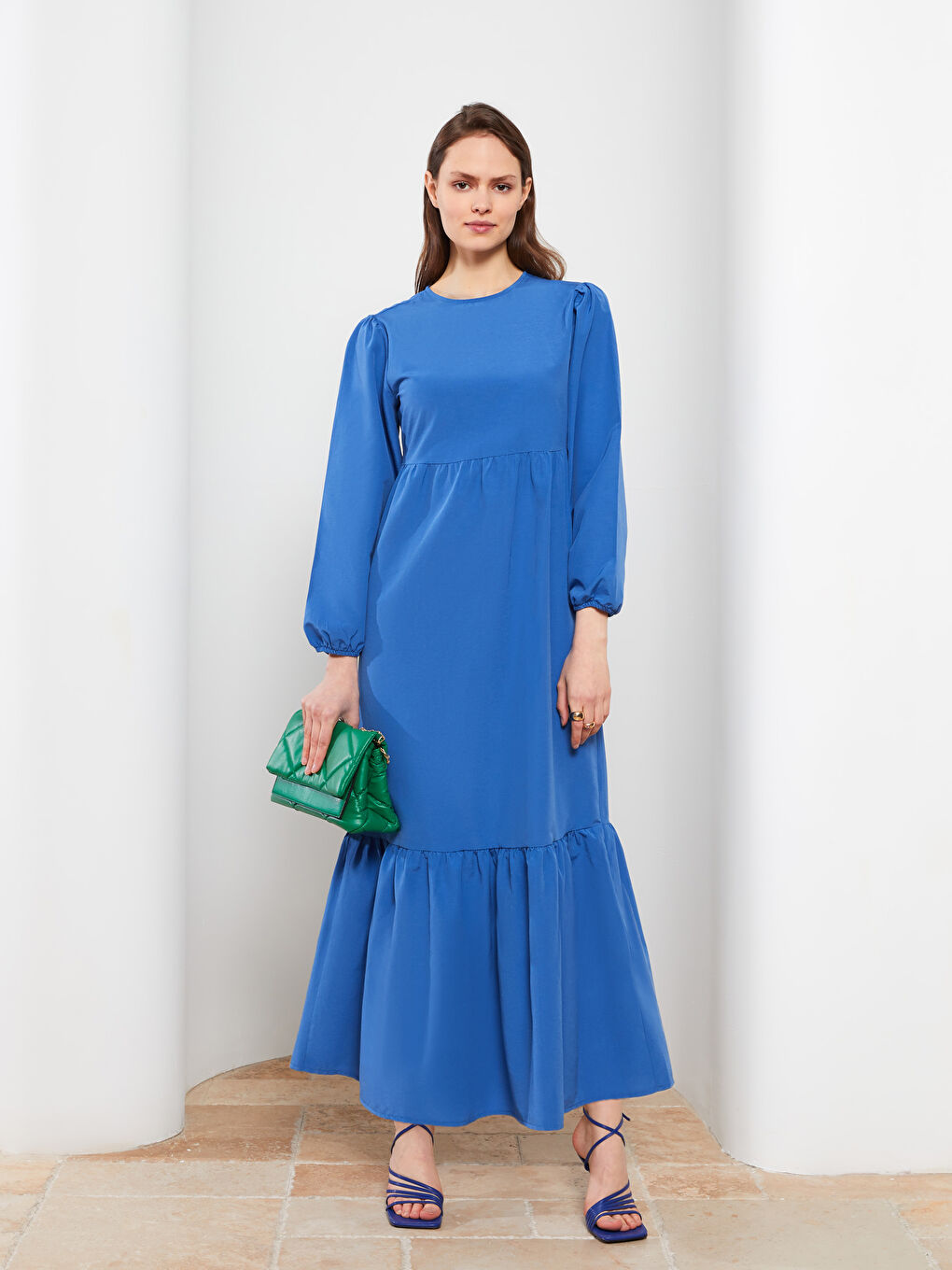 Crew Neck Plain Long Sleeve Women's Dress