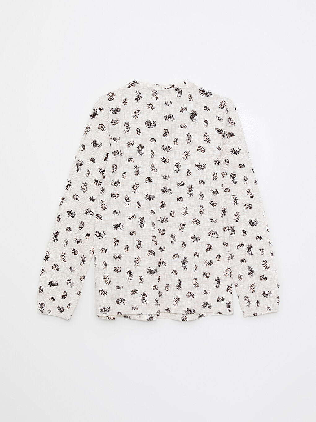 Tie Neck Patterned Long Sleeve Women's Blouse-6