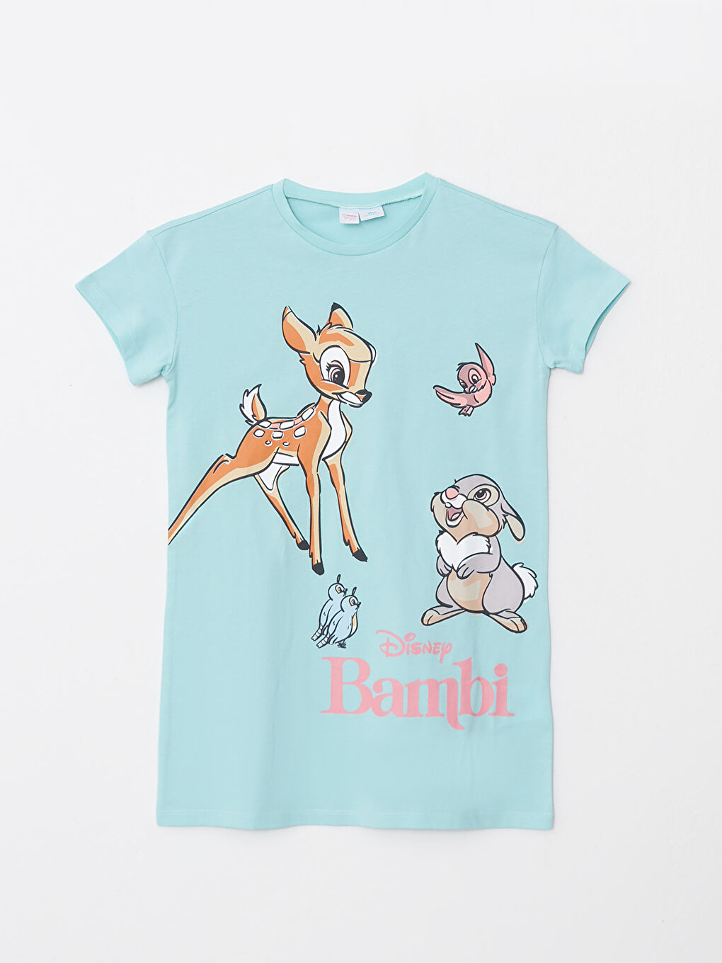 Turkuaz Bisiklet Yaka Bambi Baskılı Kısa Kollu Kız Çocuk Gecelik-2