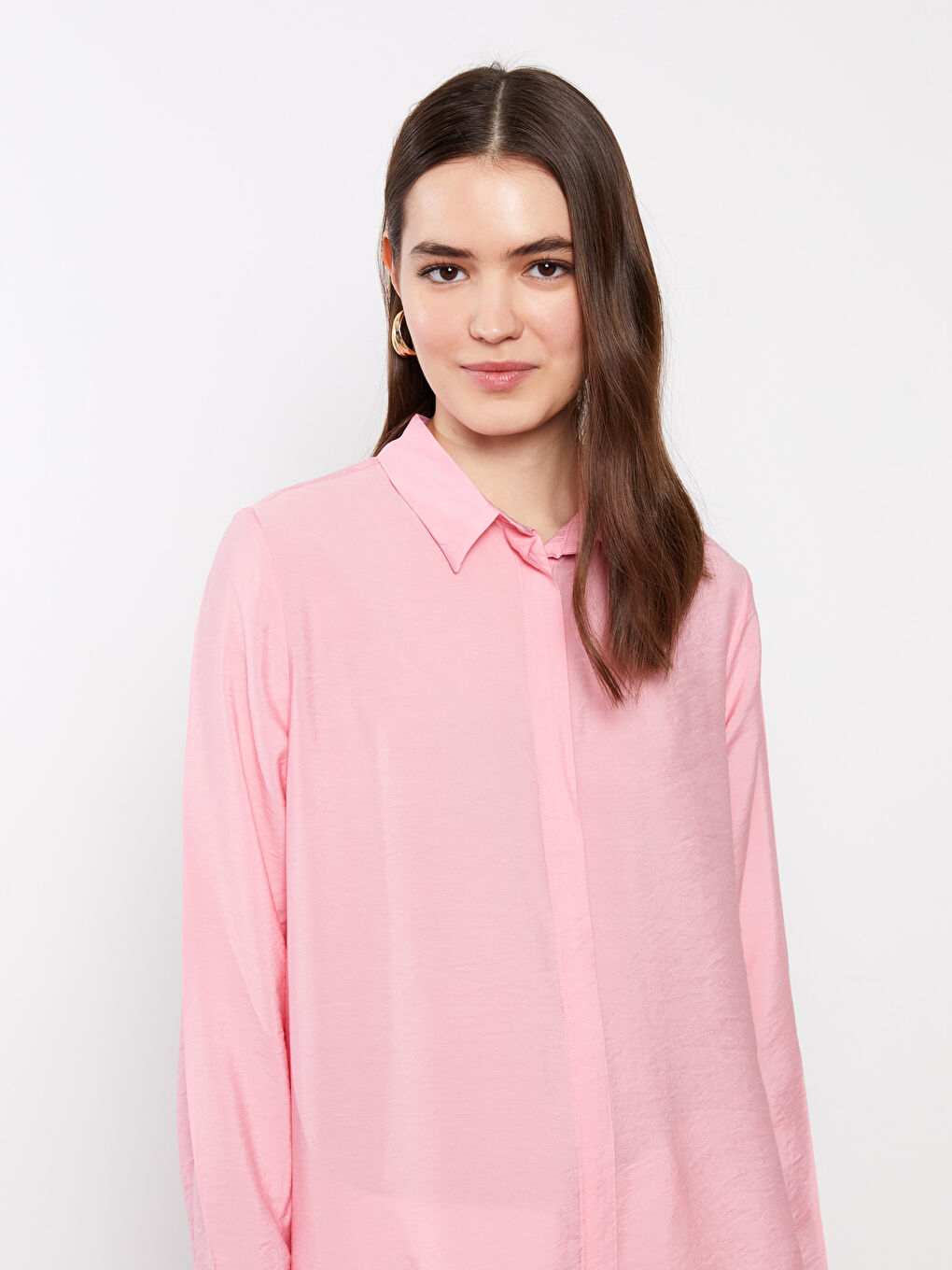 Tunique Chemise Unie à Manches Longues pour Femmes-2