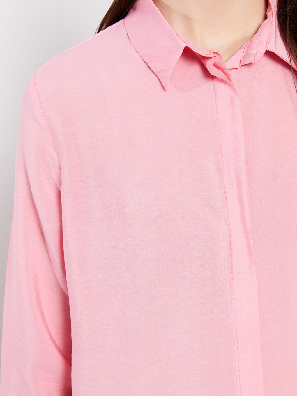 Tunique Chemise Unie à Manches Longues pour Femmes-3