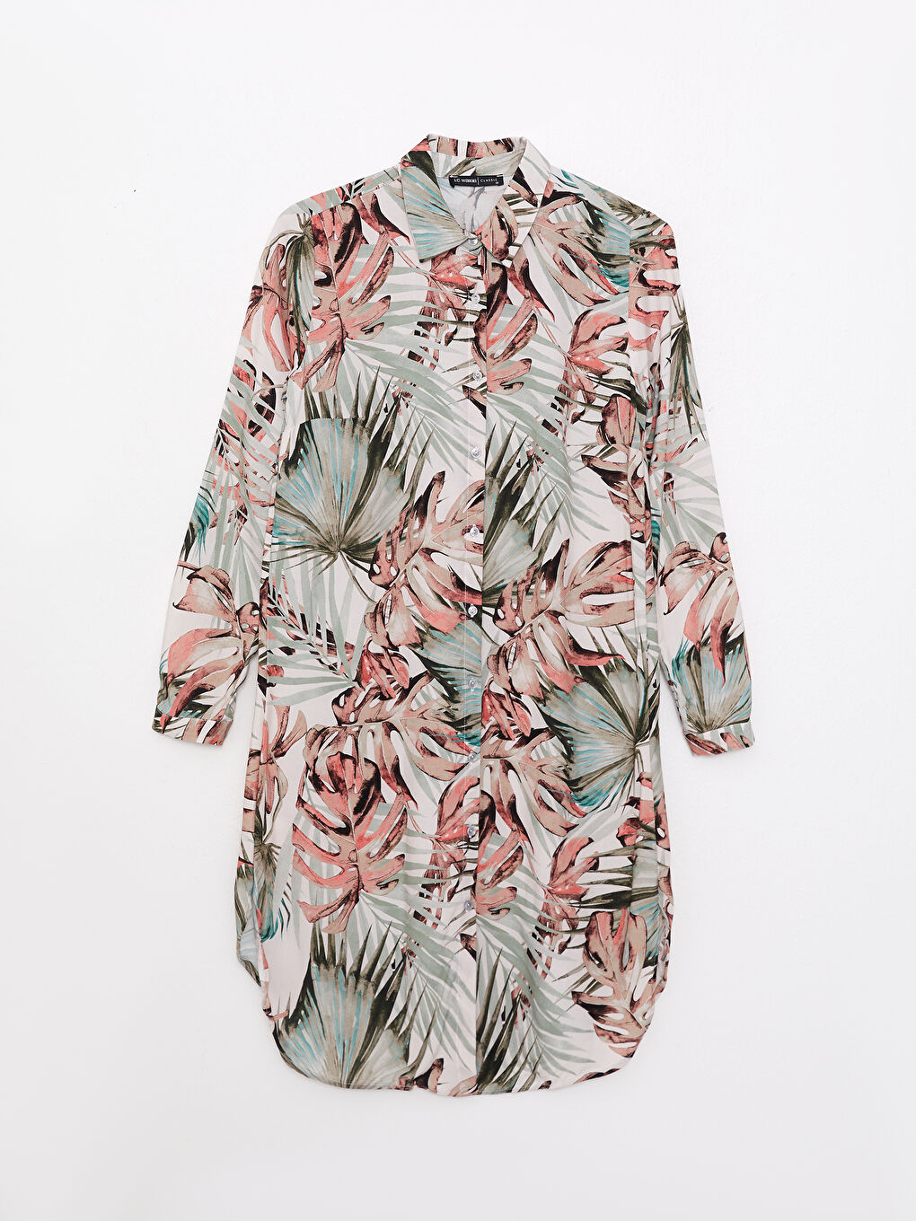 Patterned Long Sleeve Viscose Women's Shirt Tunic -S2HP67Z8-LRJ