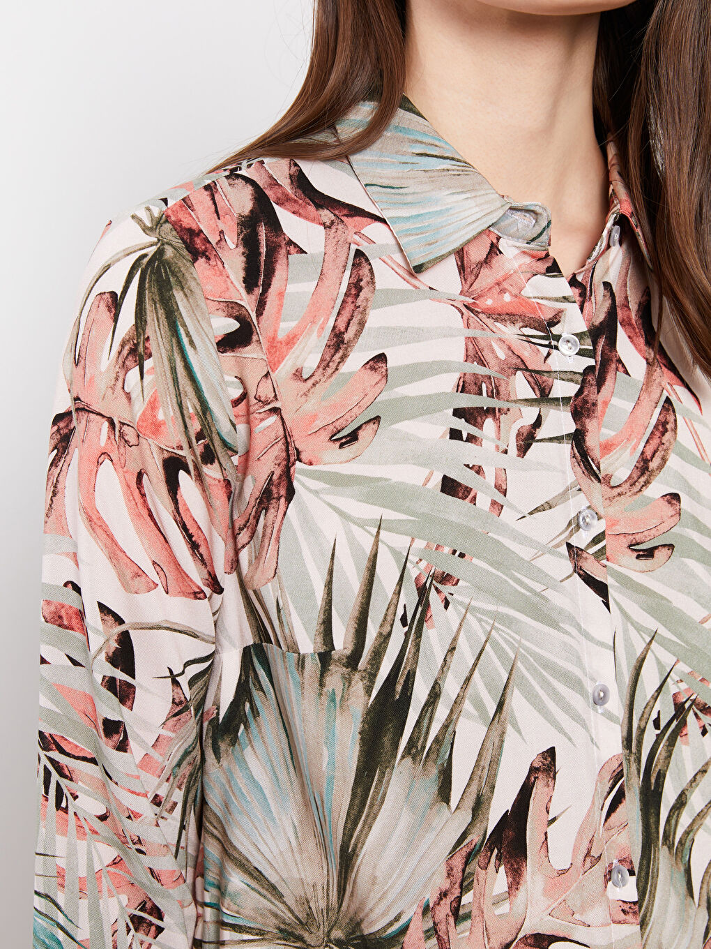 Patterned Long Sleeve Viscose Women's Shirt Tunic -S2HP67Z8-LRJ