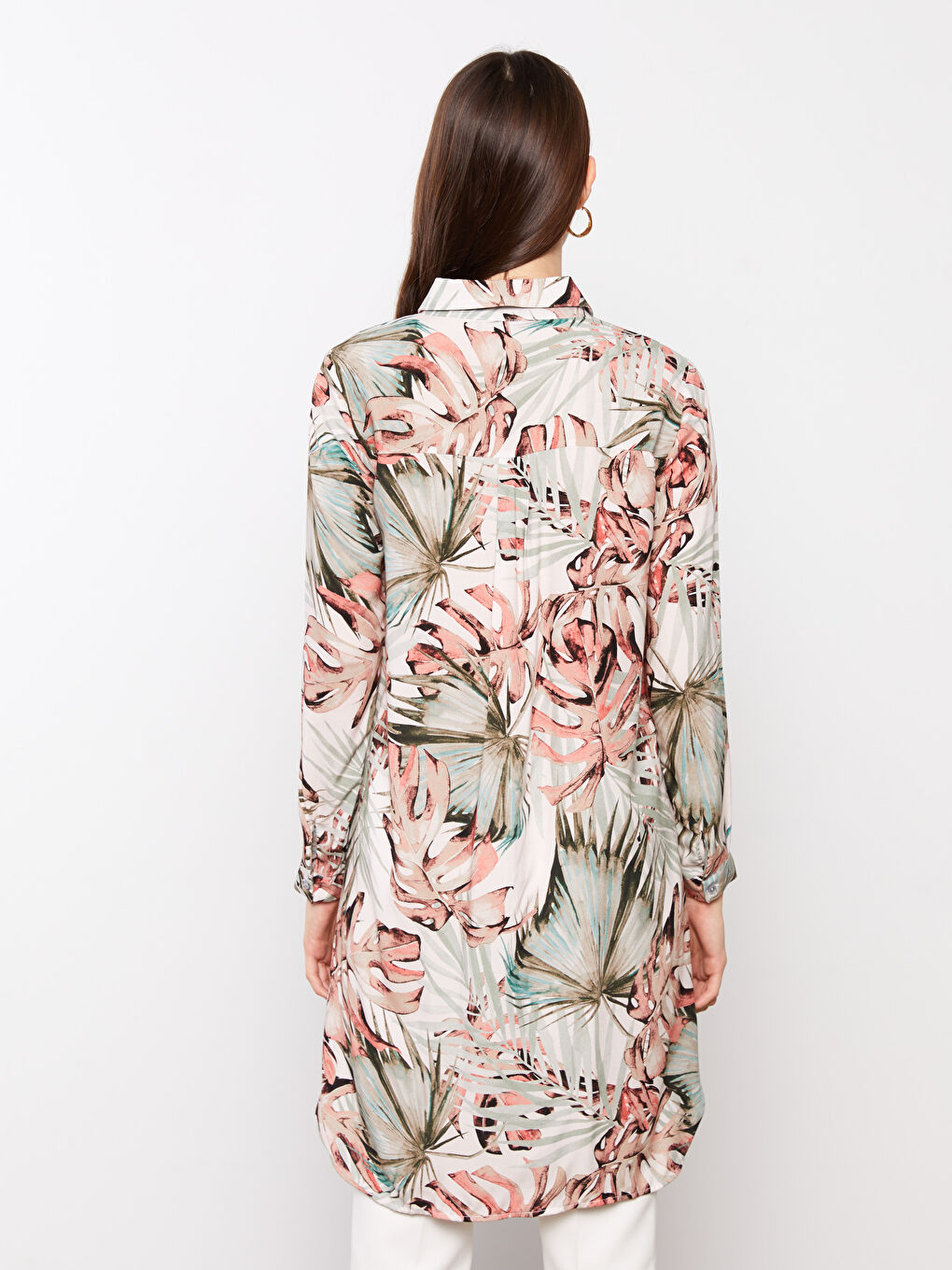 Patterned Long Sleeve Viscose Women's Shirt Tunic -S2HP67Z8-LRJ