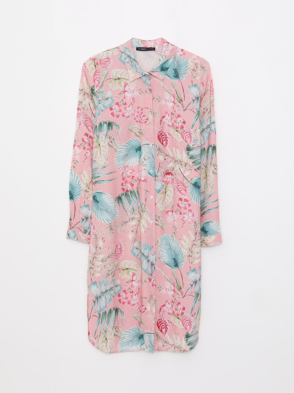 Patterned Long Sleeve Viscose Women's Shirt Tunic -S2HP67Z8-LT4