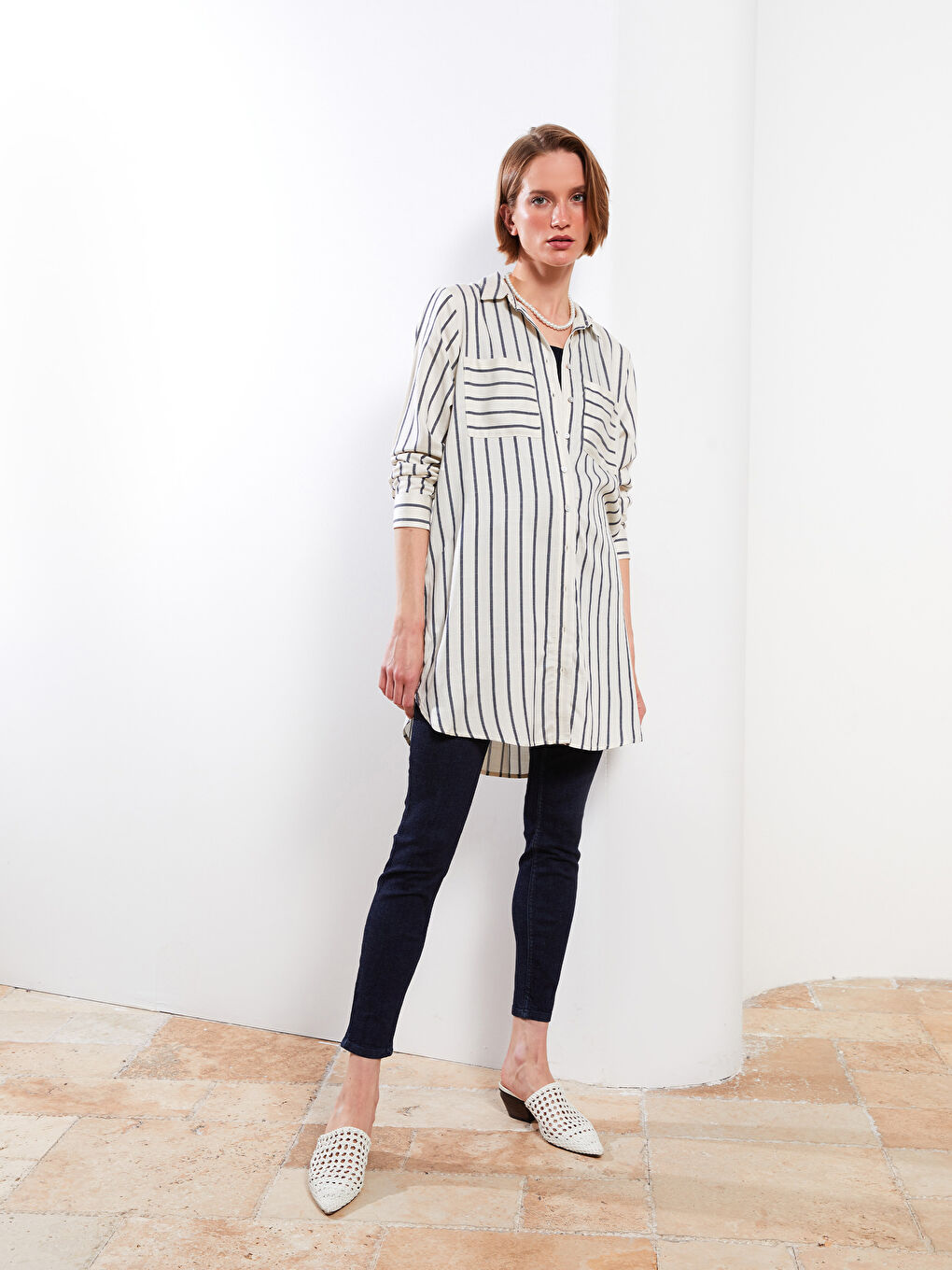 LCWAIKIKI Classic Tunique Chemise Rayée pour Femmes -S2HP72Z8-LGS