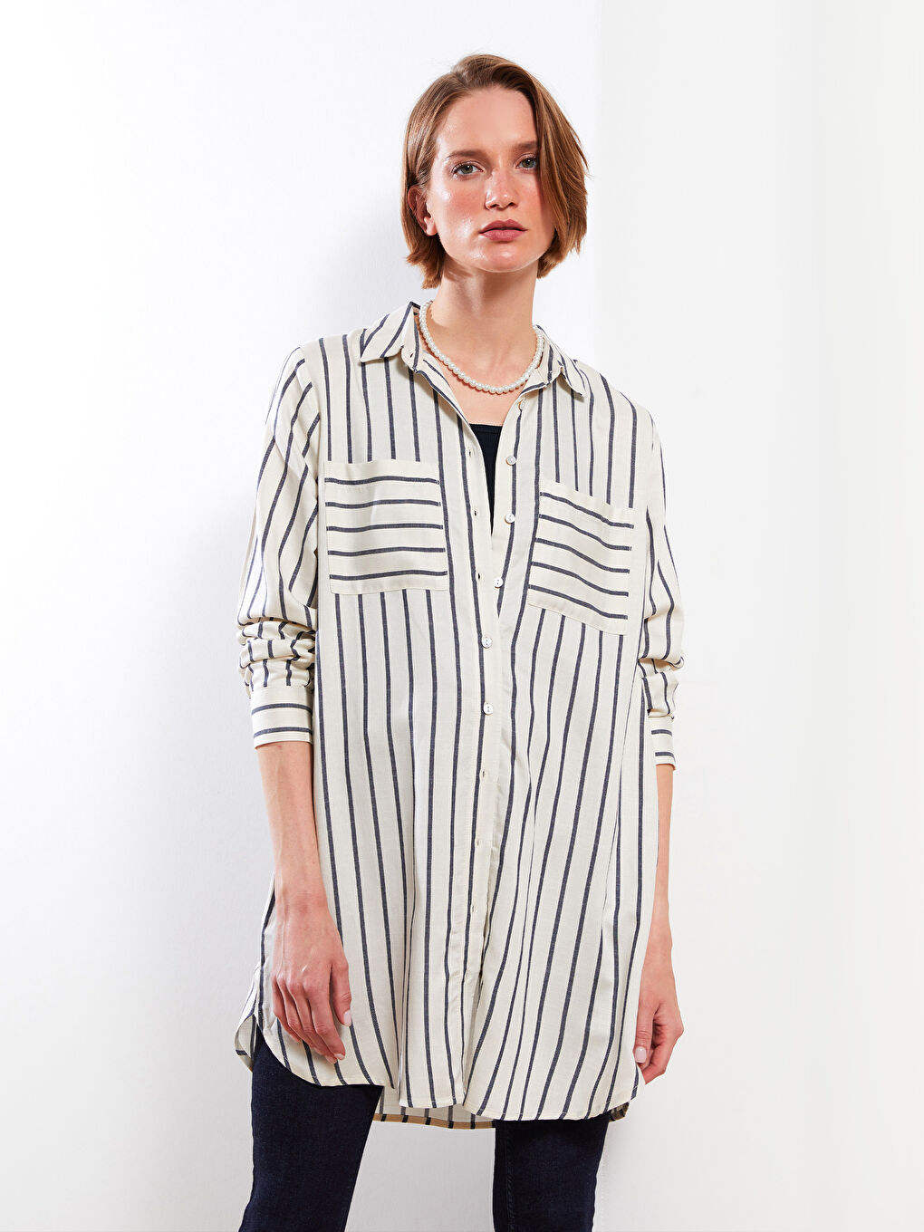 LCWAIKIKI Classic Tunique Chemise Rayée pour Femmes -S2HP72Z8-LGS