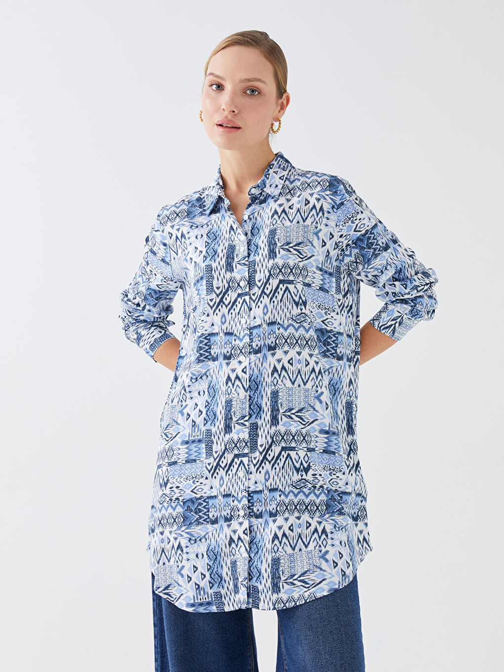 Patterned Women's Shirt Tunic-1