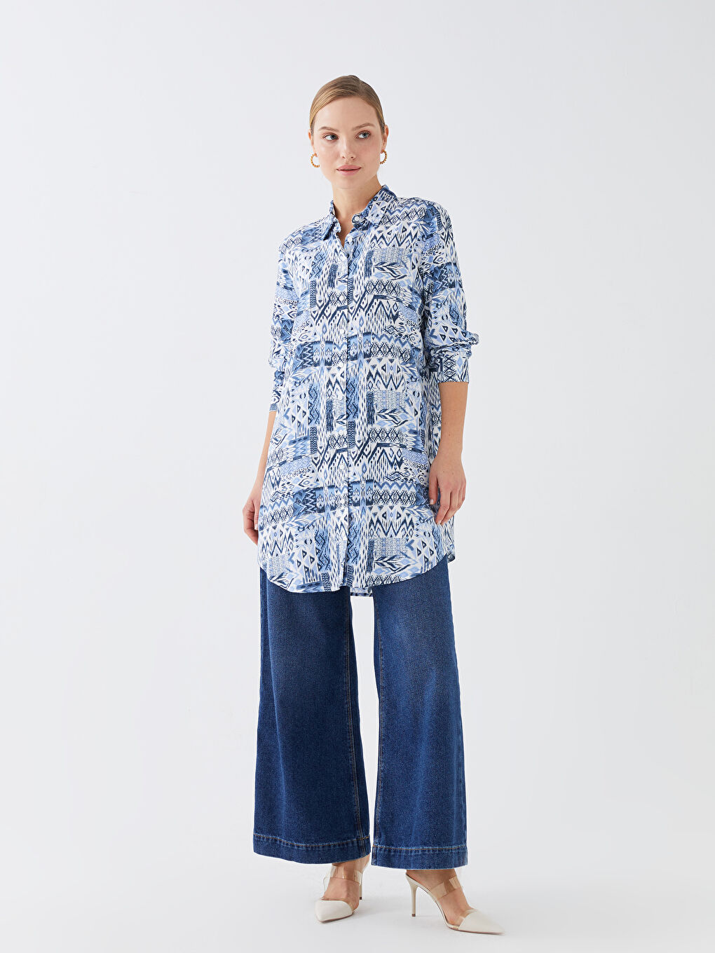 Patterned Women's Shirt Tunic-2