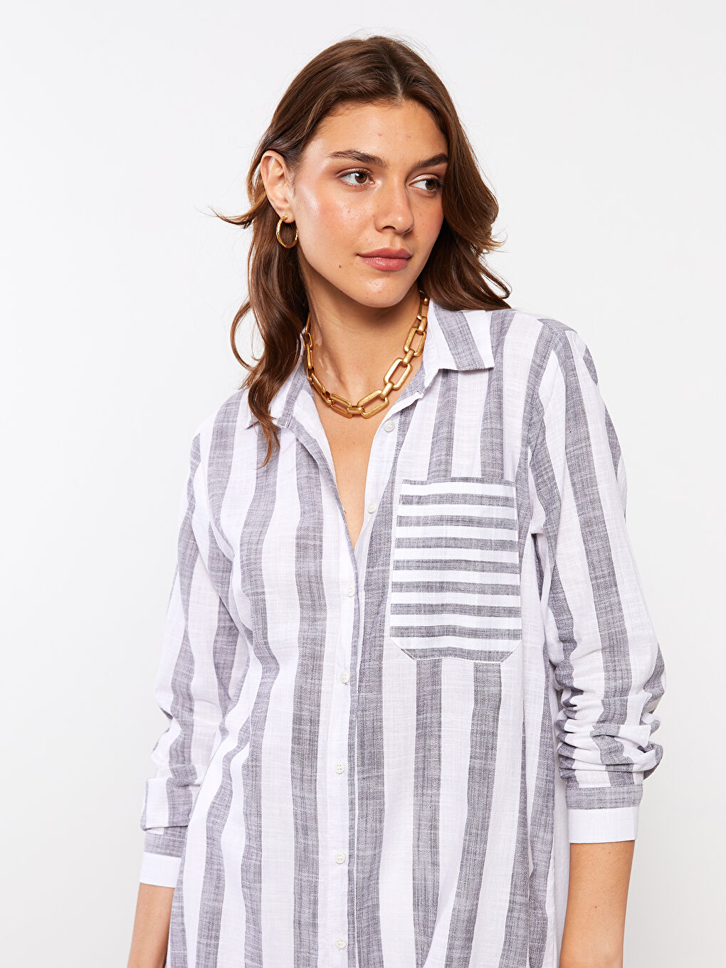 Striped Women's Shirt Tunic -S2HP77Z8-LEG