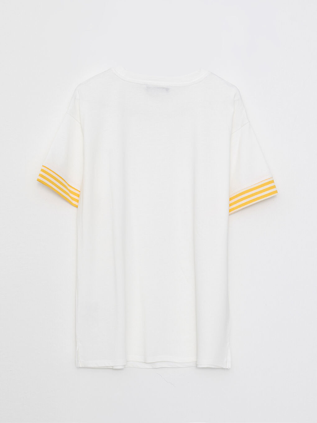 Beyaz Bisiklet Yaka Düz Kısa Kollu Pamuklu Hamile Tişört-6