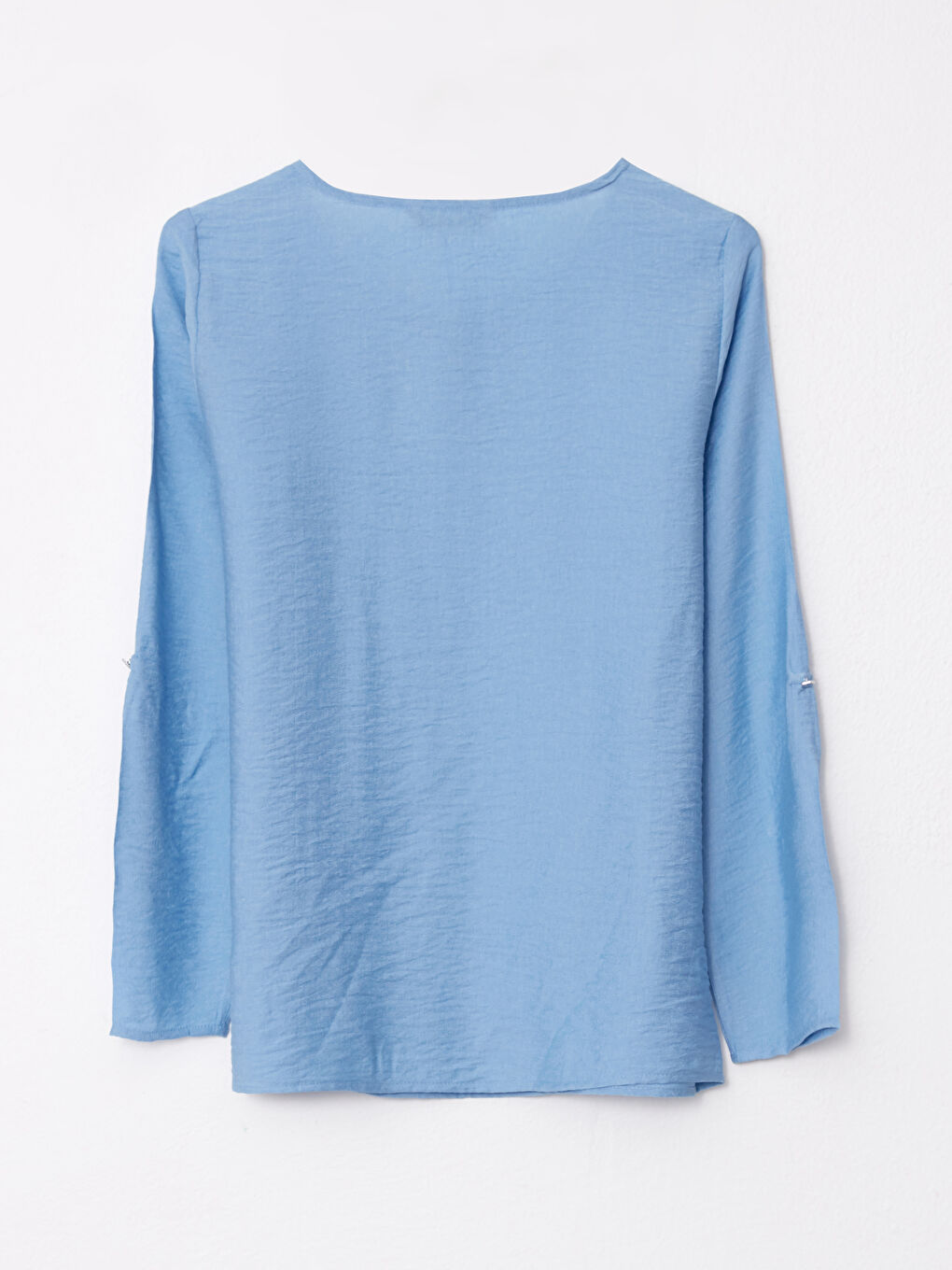 Mavi Bisiklet Yaka Düz Uzun Kollu Kadın Bluz-6