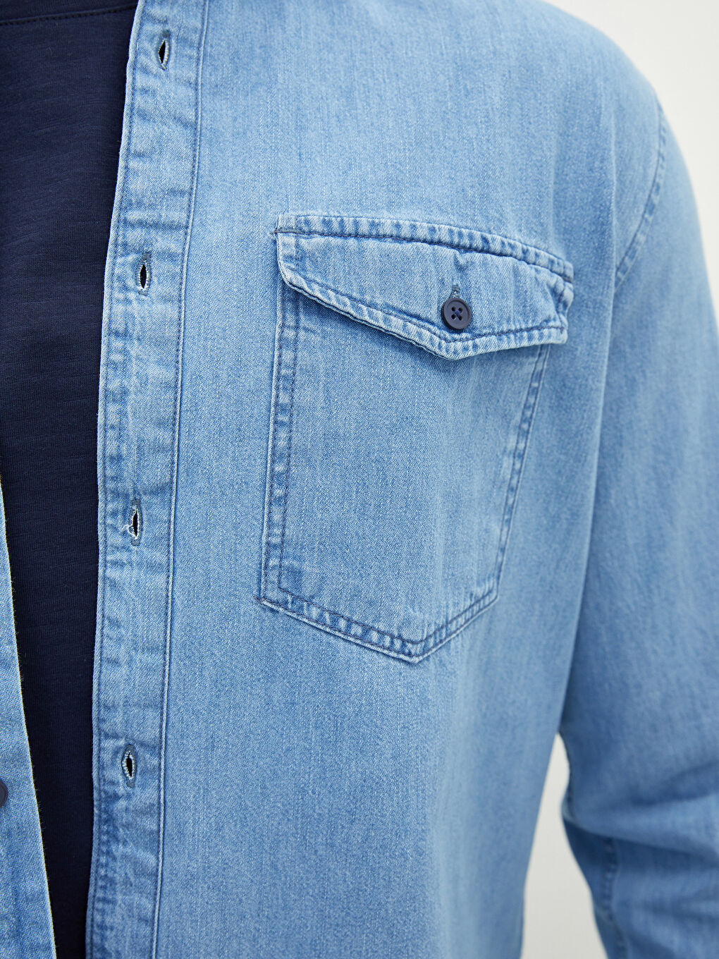 Muška teksas košulja standardnog kroja sa dugim rukavima-3