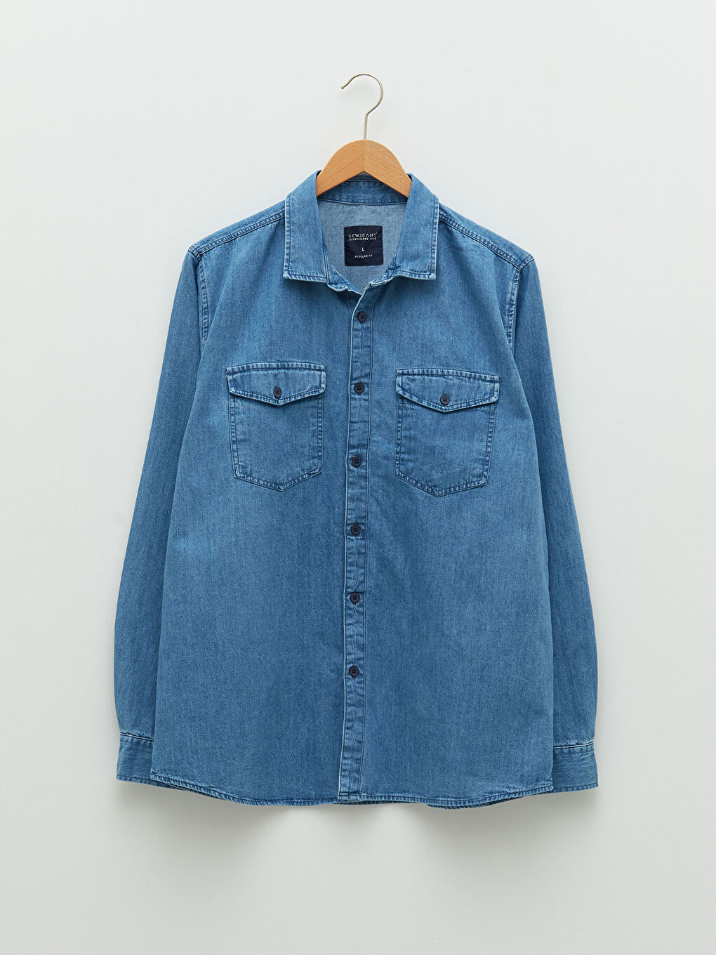 Muška teksas košulja standardnog kroja sa dugim rukavima-5