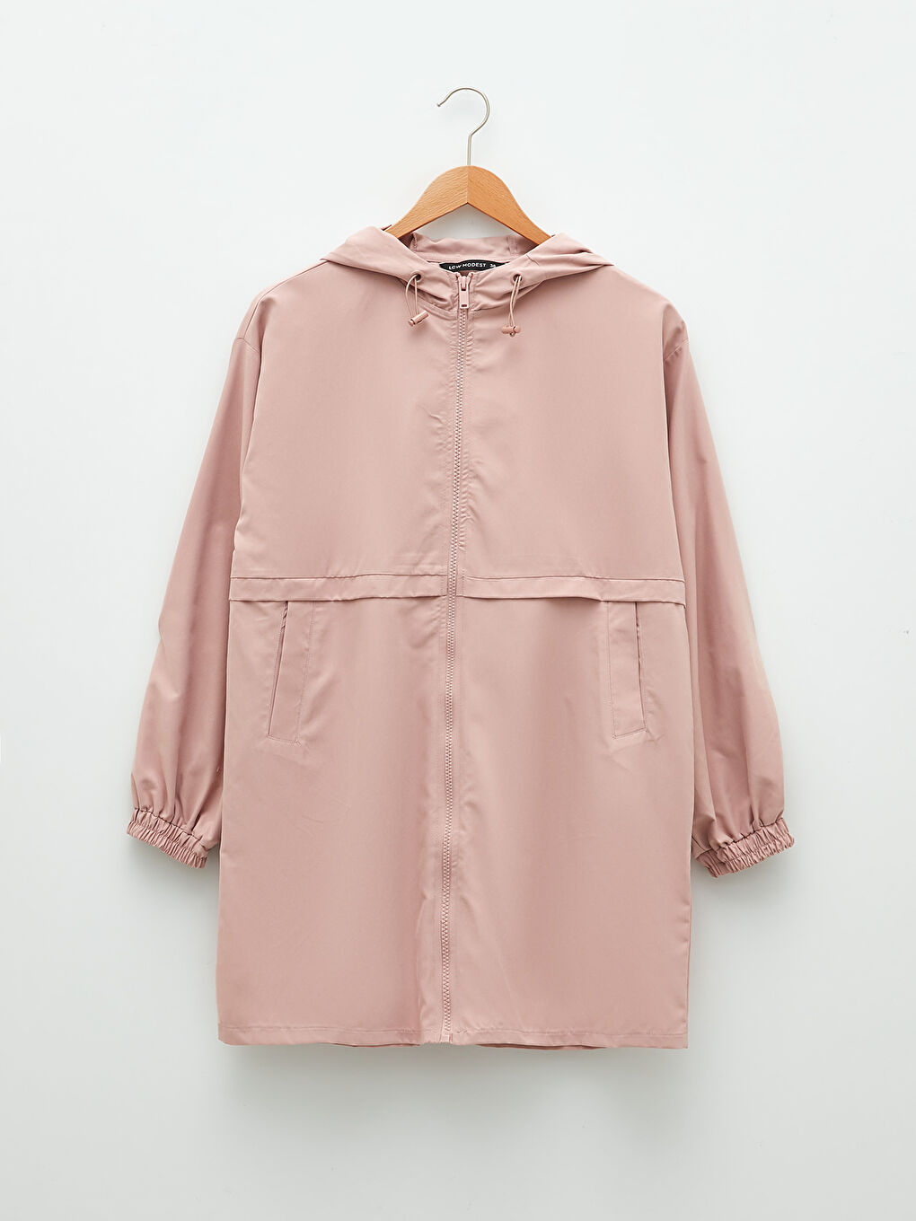 Pembe Kapüşonlu Düz Uzun Kollu Kadın Tunik-6