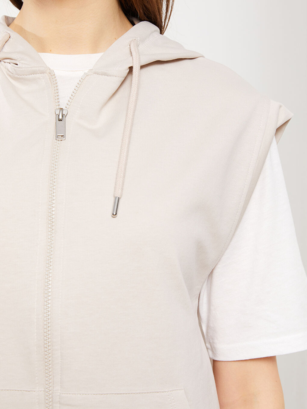 Gilet à Capuche Uni avec Poches Détail pour Femmes-3