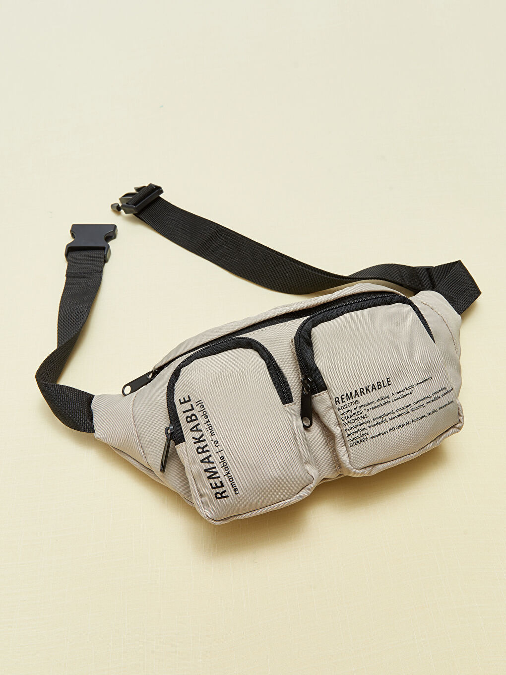 Bej Baskılı Erkek Bel Çantası-2