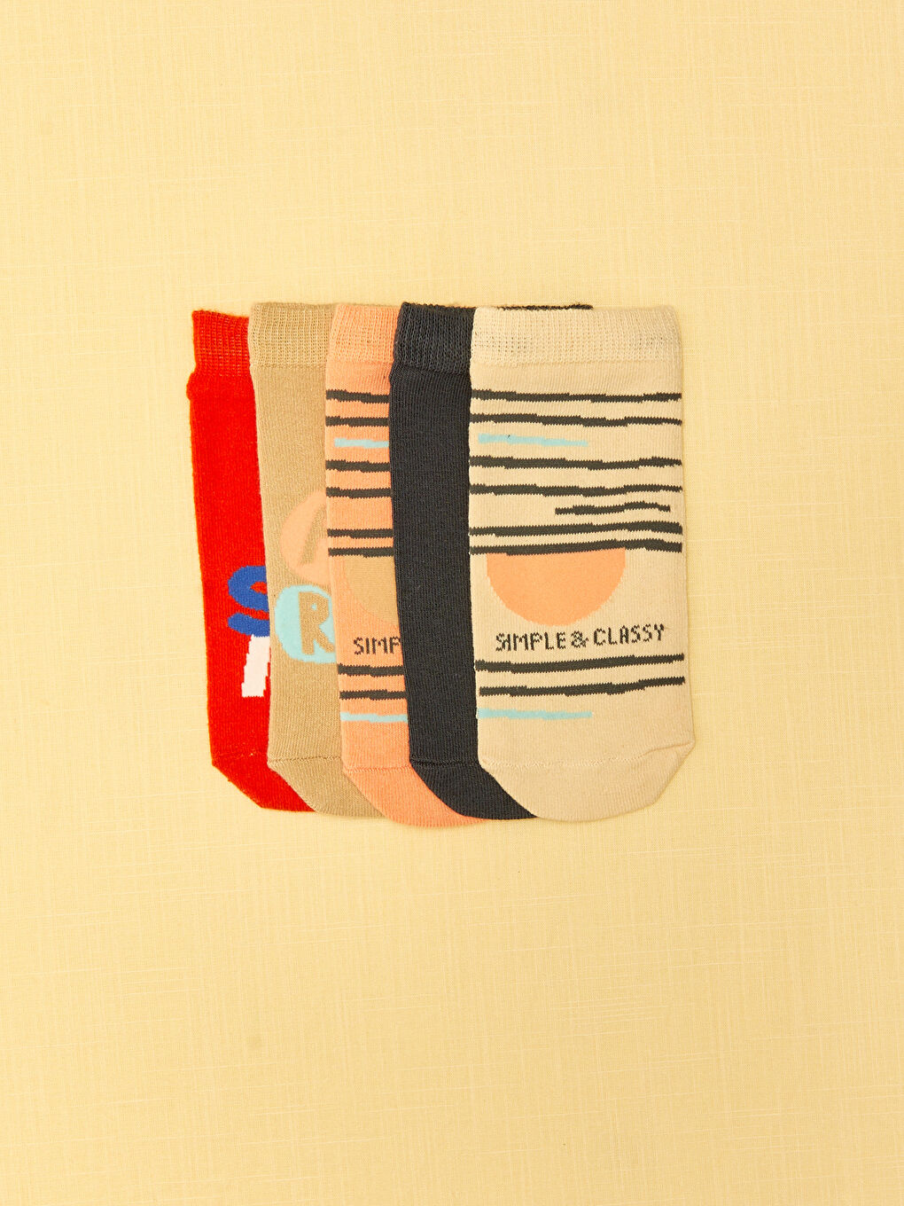 Karışık Desenli Erkek Çocuk Patik Çorap 5'li