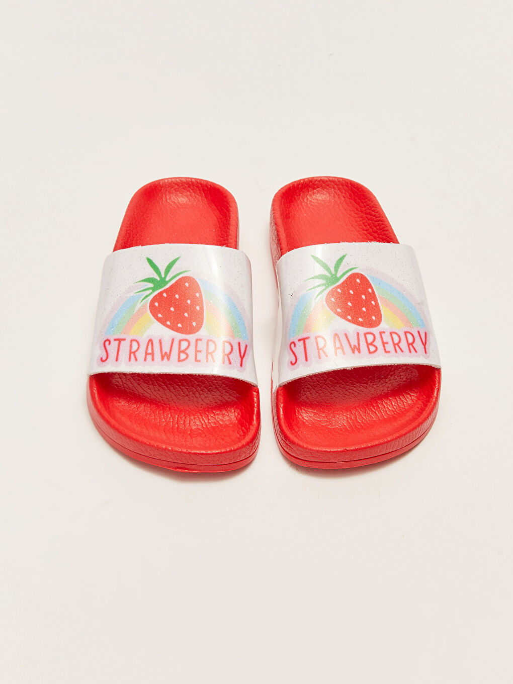 Kırmızı Tek Bantlı Baskılı Kız Çocuk Terlik-2