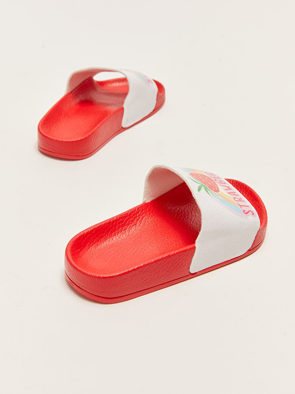 Kırmızı Tek Bantlı Baskılı Kız Çocuk Terlik-4