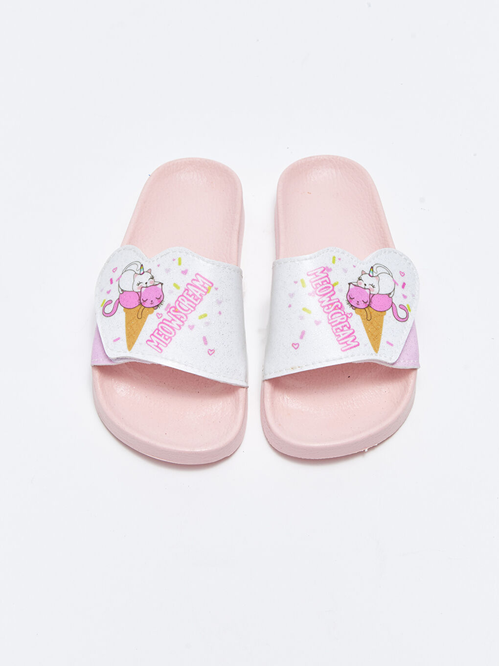 Beyaz Baskılı Tek Bantlı Kız Çocuk Terlik-2